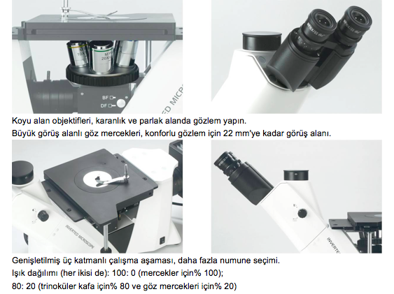MDS400 Trinoküler İnvert Metal Mikroskop LWD P.A