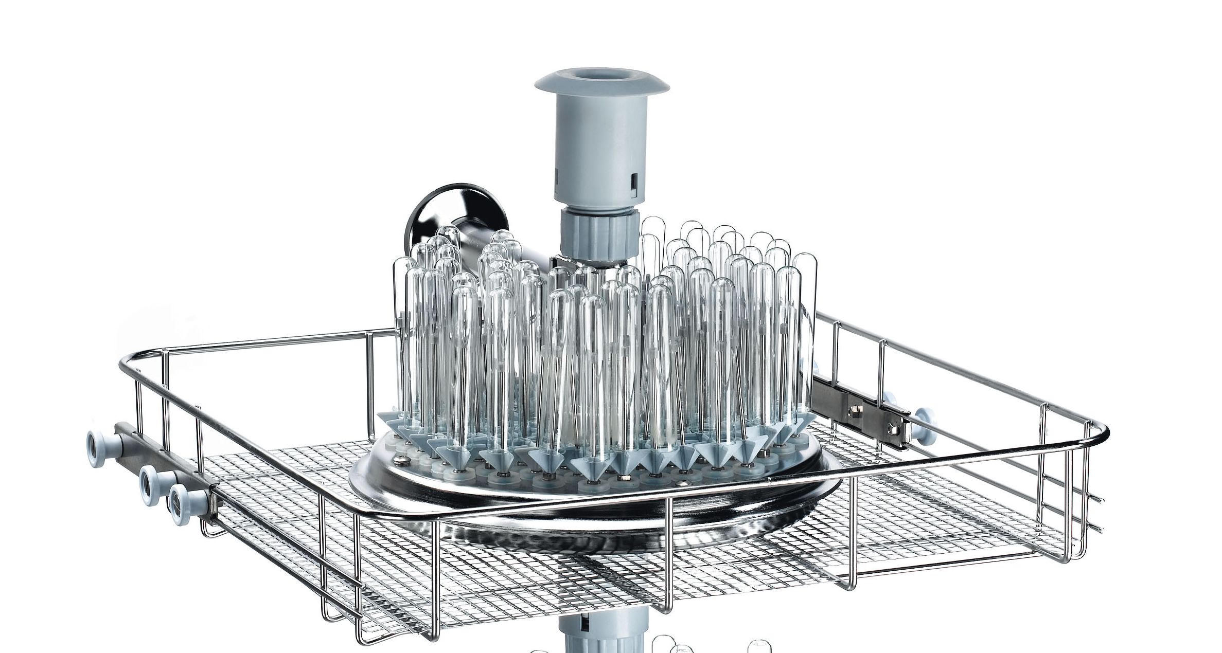 KP100DS Enjeksiyonlu Test Tüpü Yıkama Sepeti - Üst Raf - Kurutma Bağlantılı