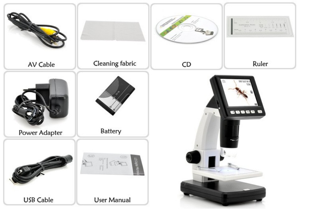 SOİF 5MP 500X LCD Ekranlı Dijital Stereo Mikroskop (4 GB SD KART + ŞARJ PİLİ)