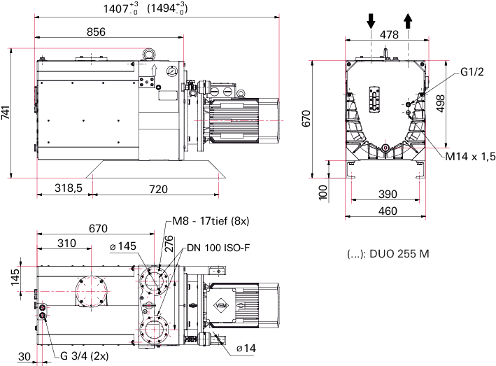 DuoVane 300 Rotary Vane Pump  220/380V, OME 100 M, ODK 005, fittings