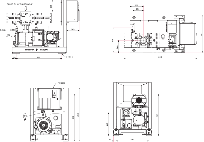 COMBI RU 1604 with R5 RD 0360 A single-stage rotary vane pump and HiLobe 2104 roots pump