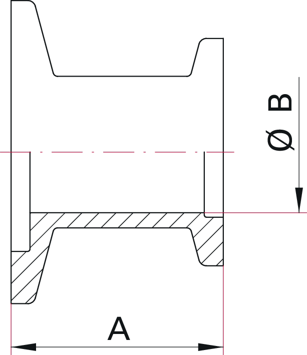 Düz Redüksiyon Parçası – DN 40 / DN 16 ISO-KF (Alüminyum EN AW-6082)