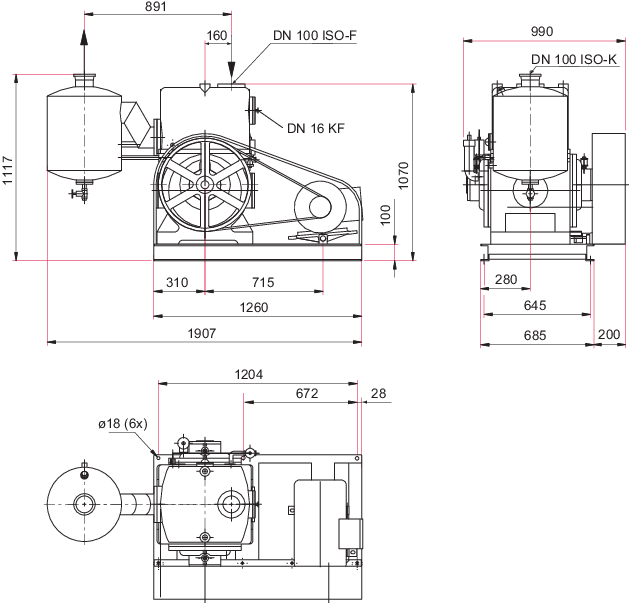 BA 501, Rotary Vane Pump 3-phase motor, 400/690 V, 50 Hz, without HV-safety valve